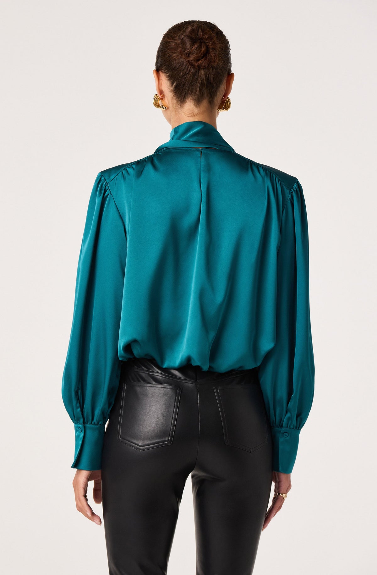 Stephany Satin Wrap Tie Neck Blouse