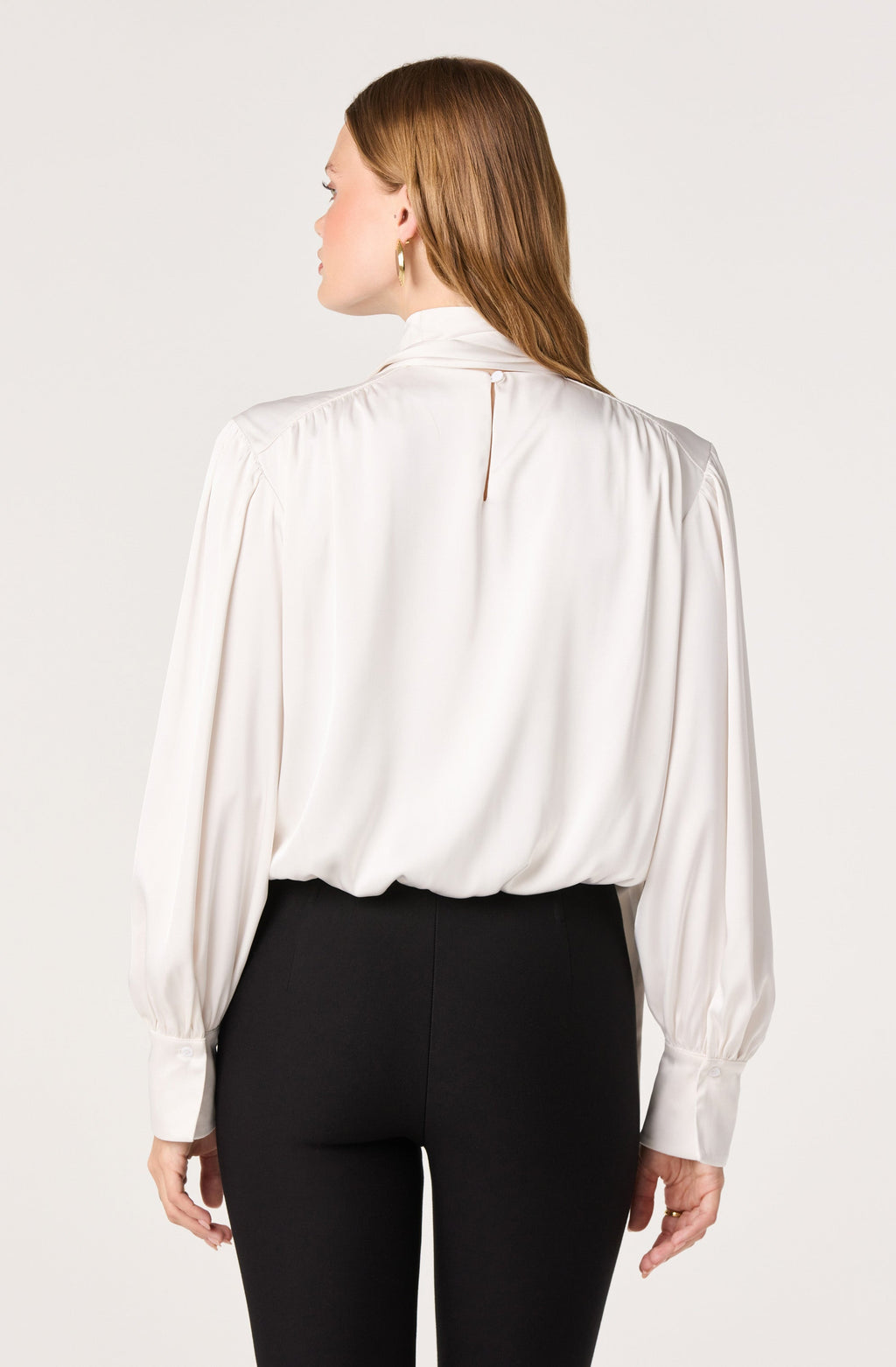 Stephany Satin Wrap Tie Neck Blouse