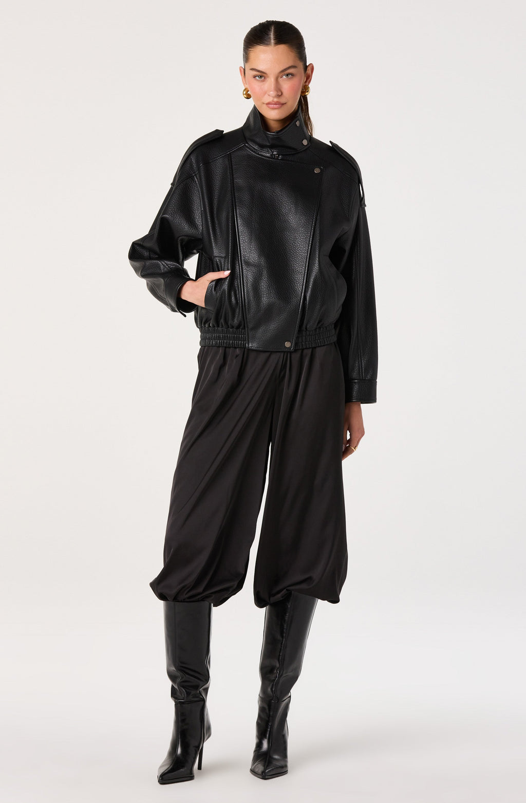 Bezi Oversized Faux Leather Biker Jacket