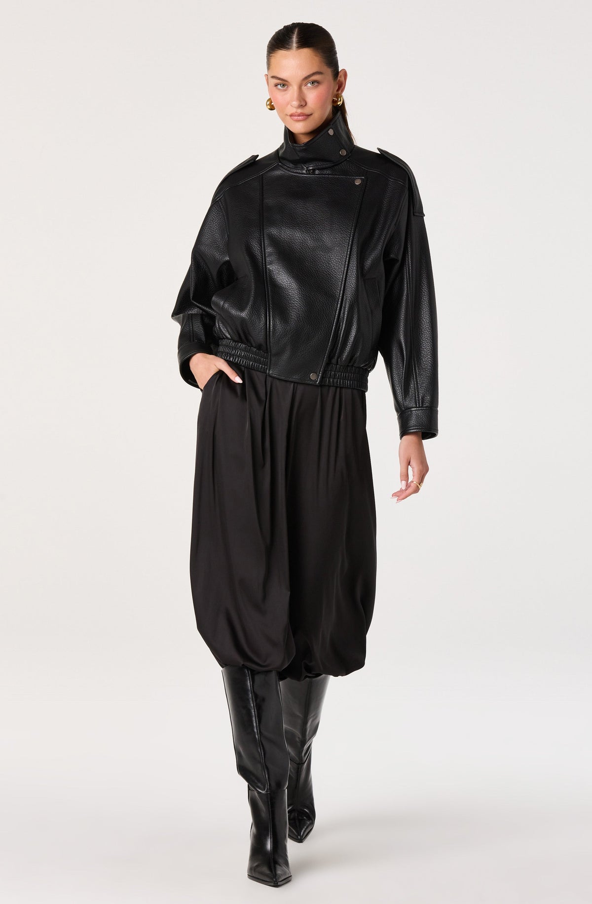 Bezi Oversized Faux Leather Biker Jacket