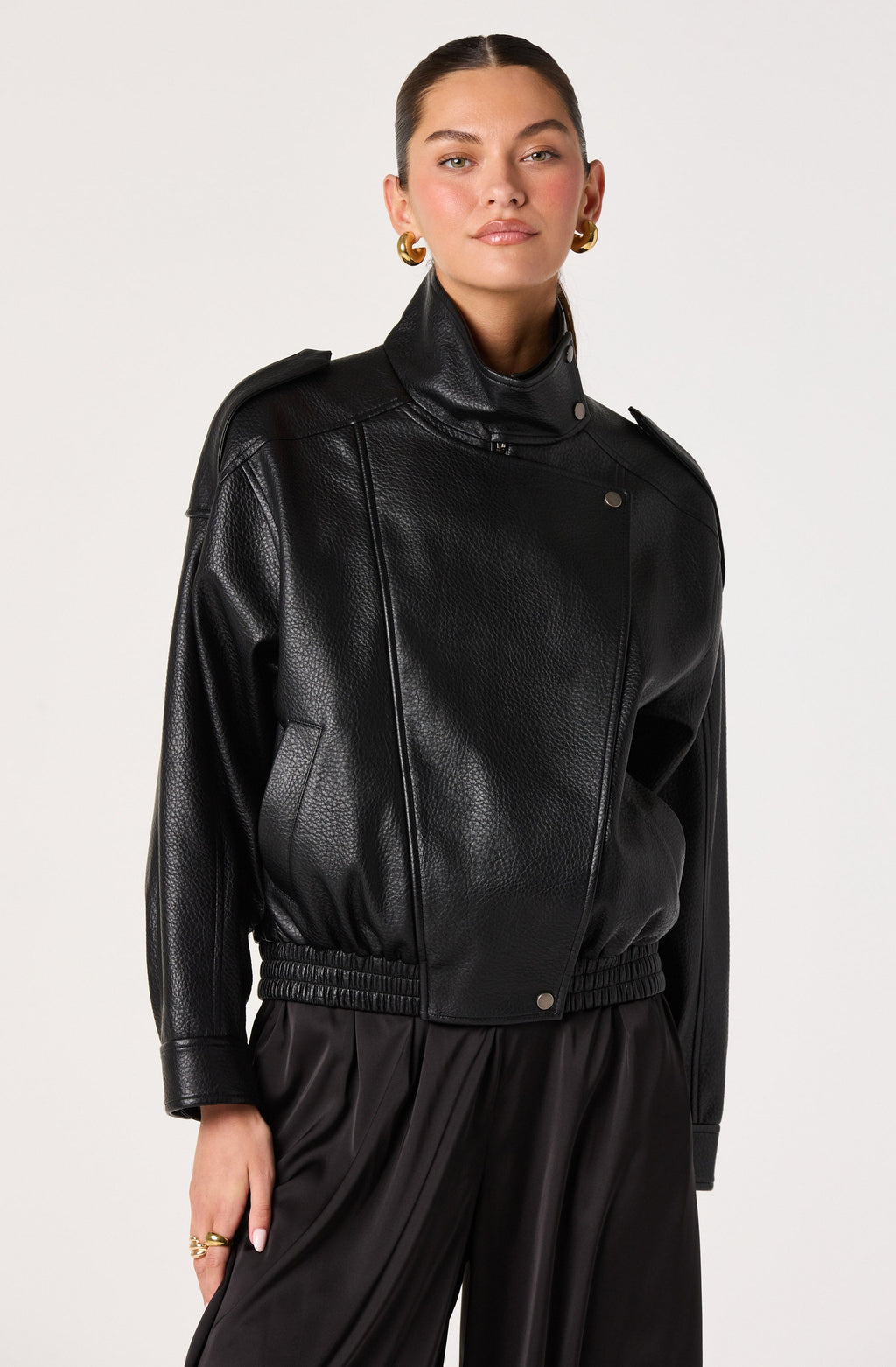 Bezi Oversized Faux Leather Biker Jacket