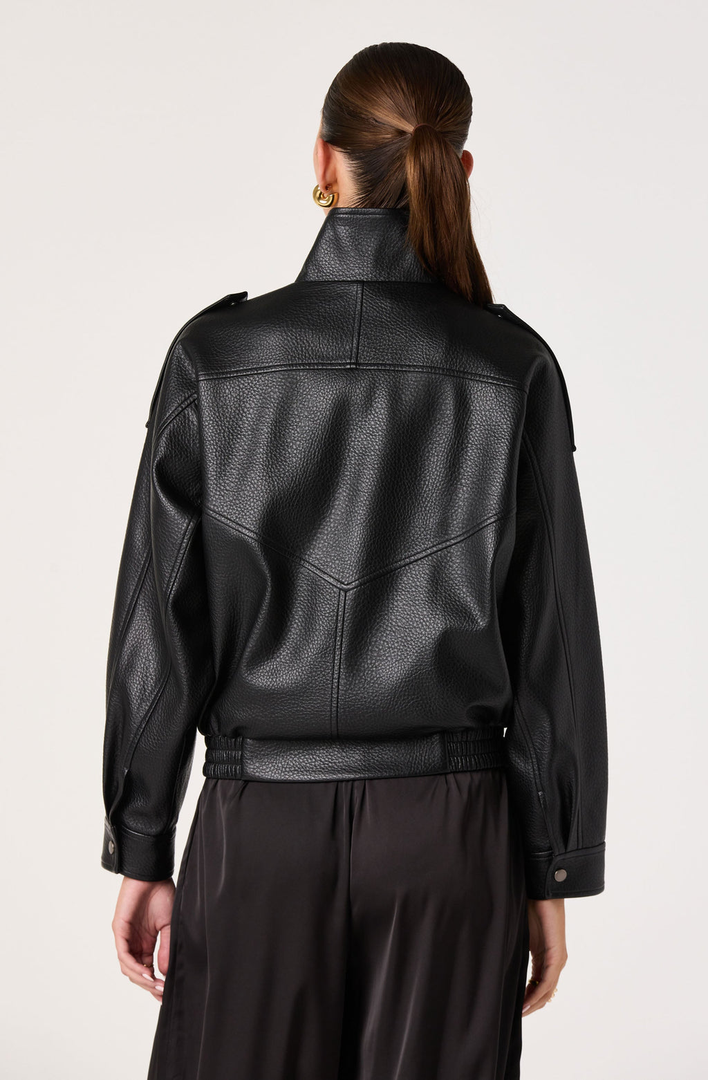 Bezi Oversized Faux Leather Biker Jacket