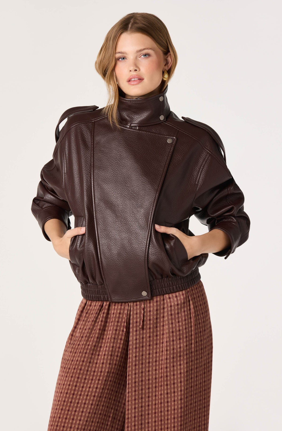 Bezi Oversized Faux Leather Biker Jacket