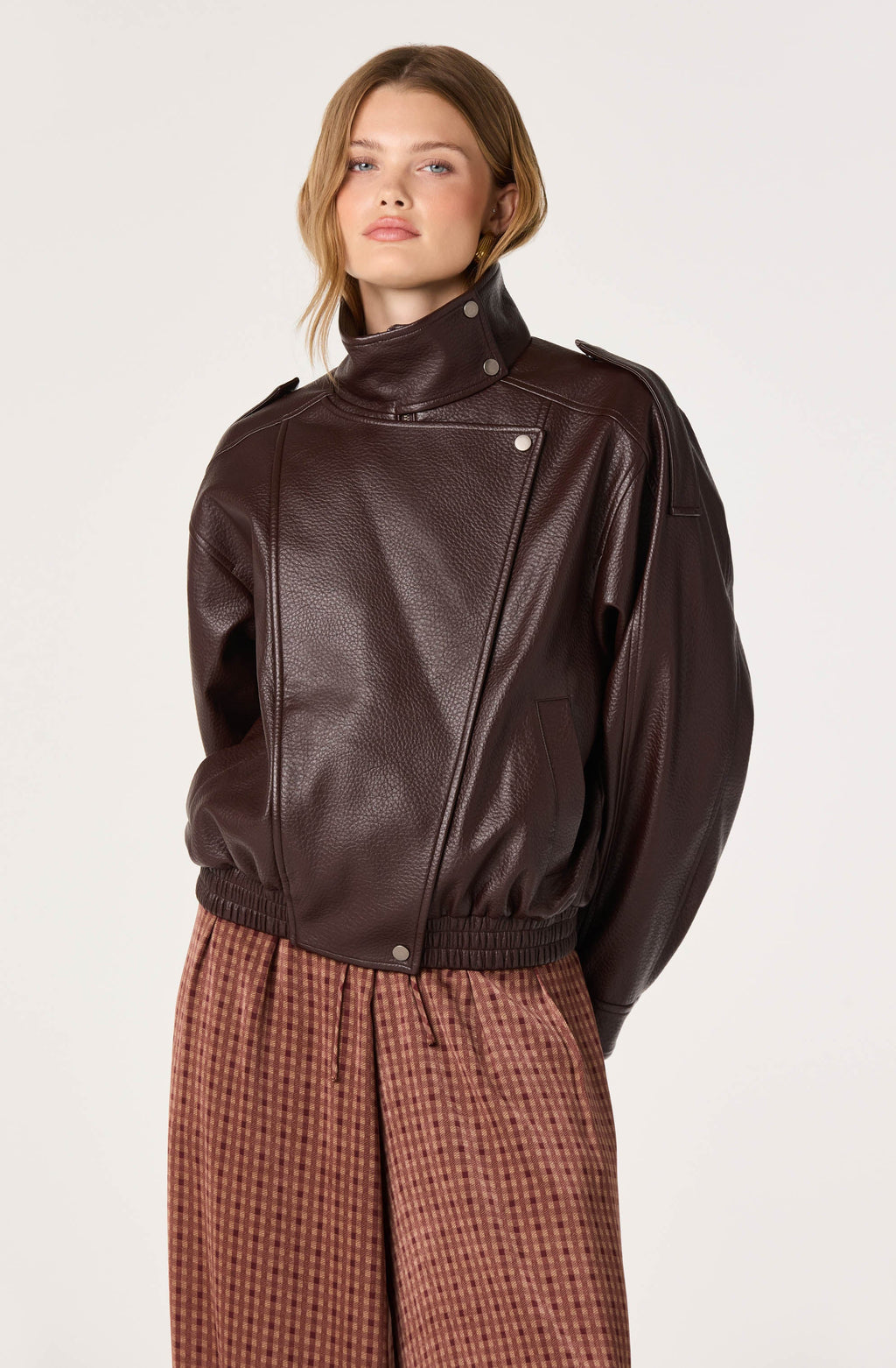 Bezi Oversized Faux Leather Biker Jacket