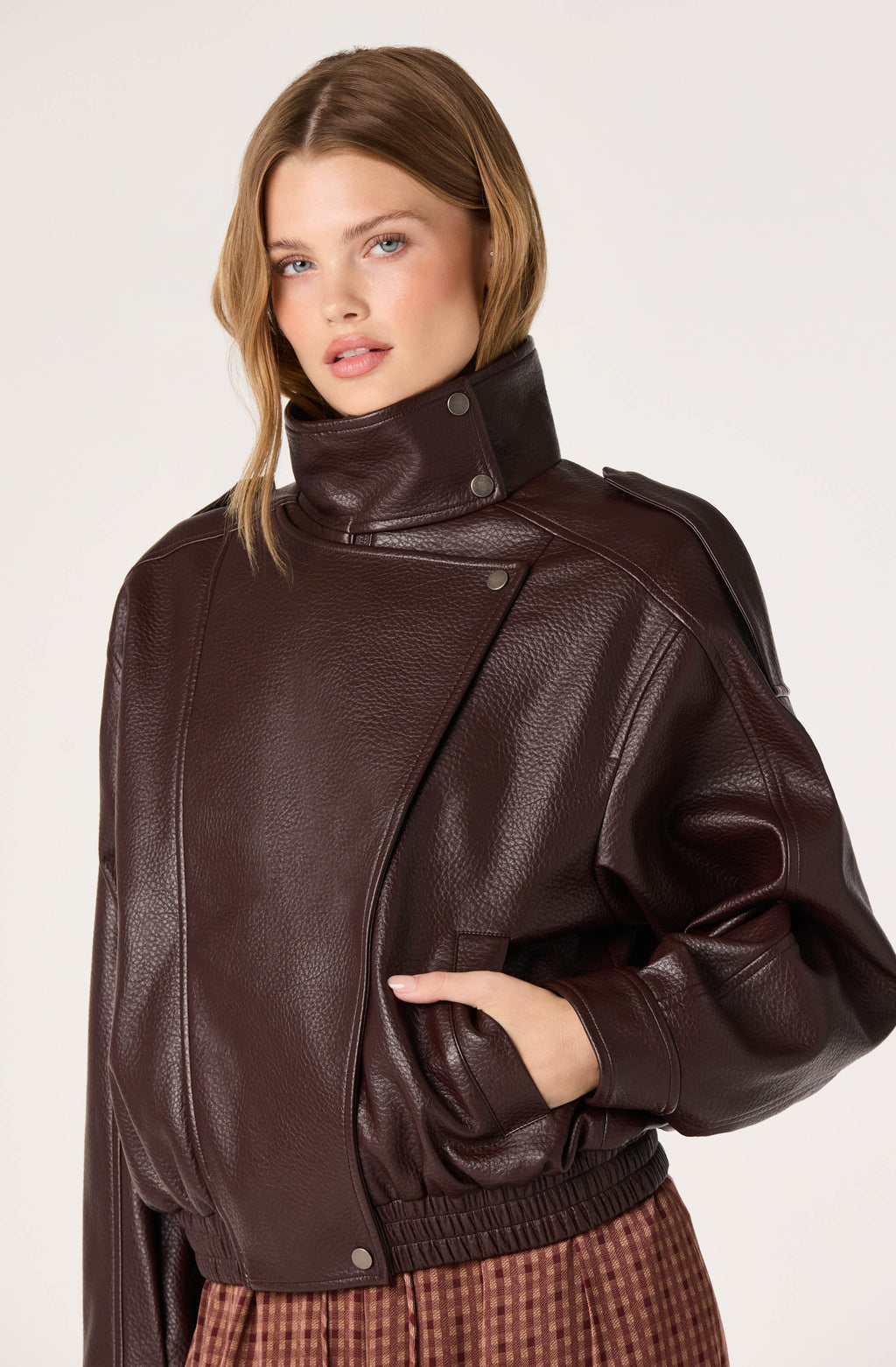 Bezi Oversized Faux Leather Biker Jacket