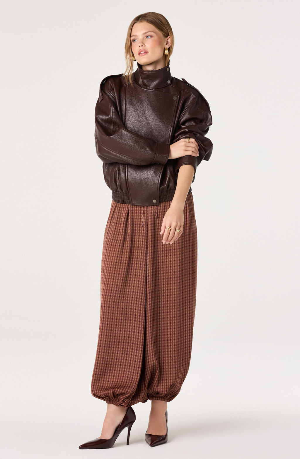 Bezi Oversized Faux Leather Biker Jacket