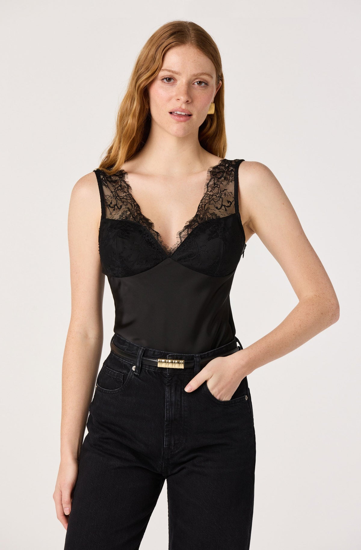 Aeress Lace Bust Satin Cami