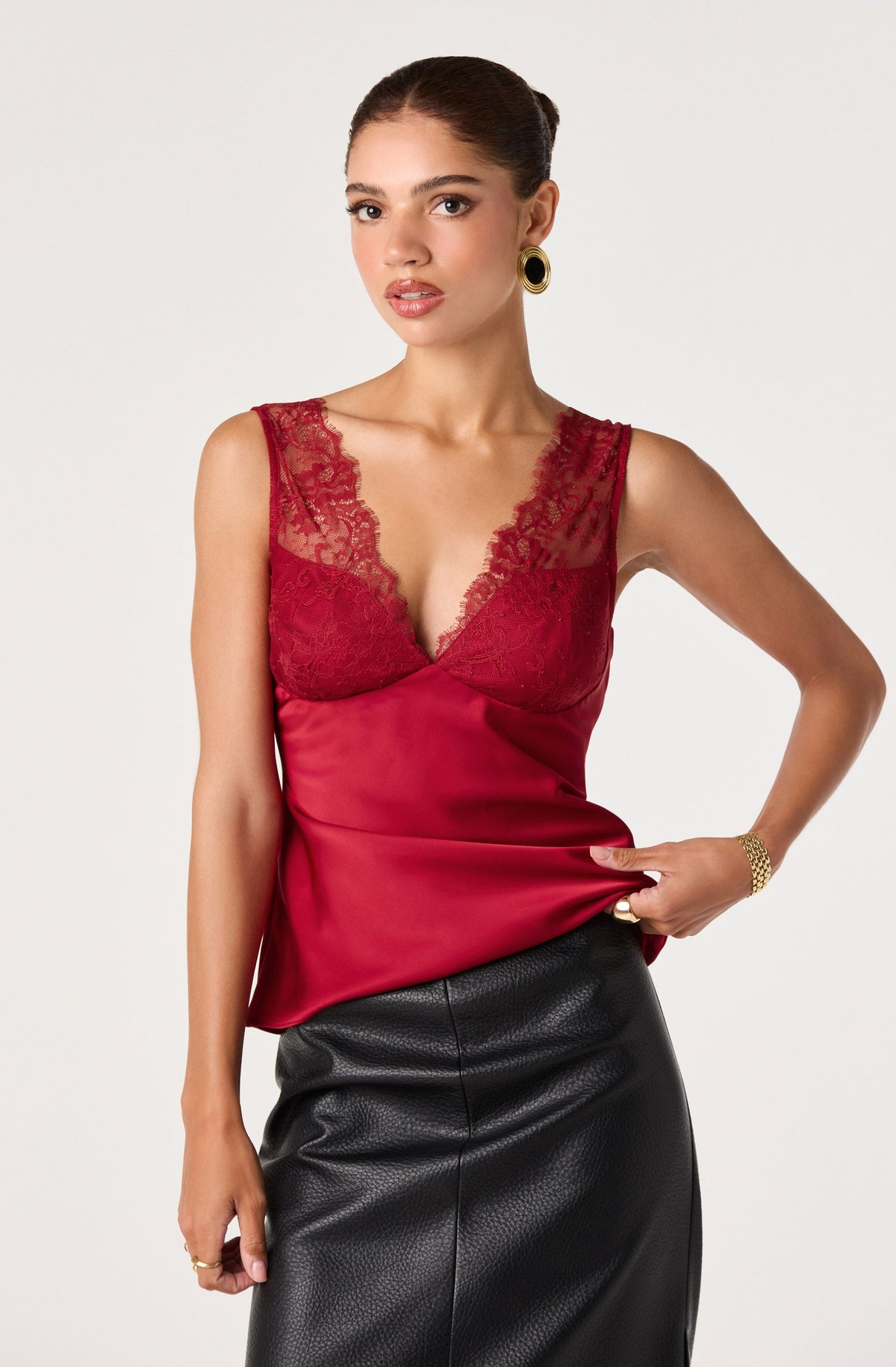 Aeress Lace Bust Satin Cami