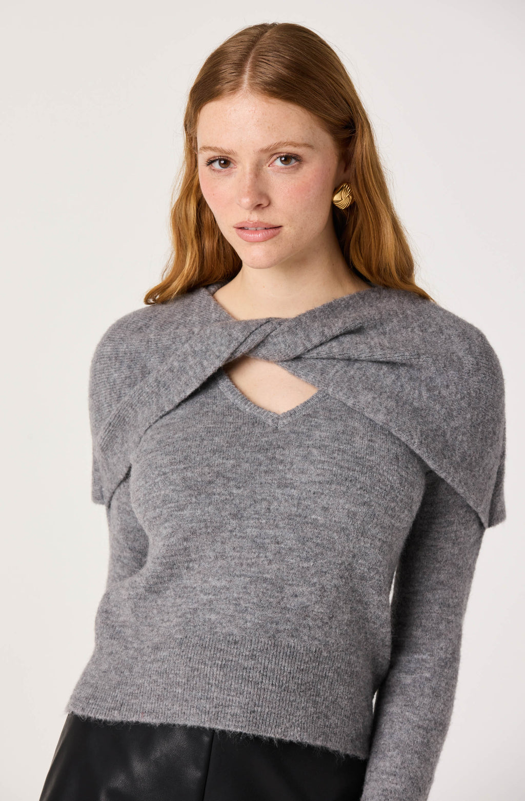 Maertisa Twist Wrap Panel Knit Sweater