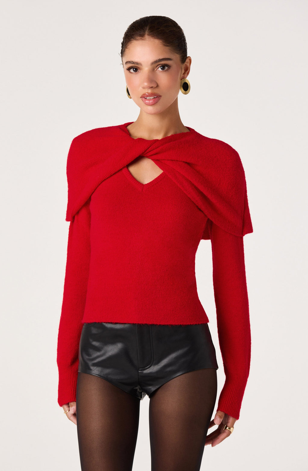 Maertisa Twist Wrap Panel Knit Sweater