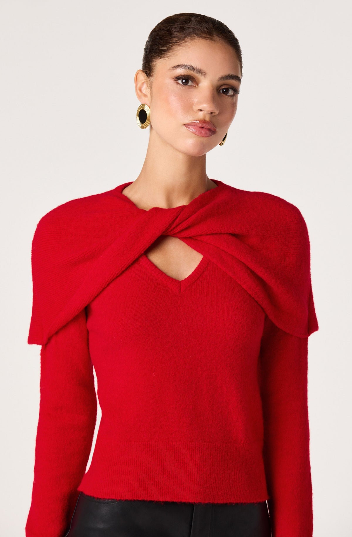Maertisa Twist Wrap Panel Knit Sweater