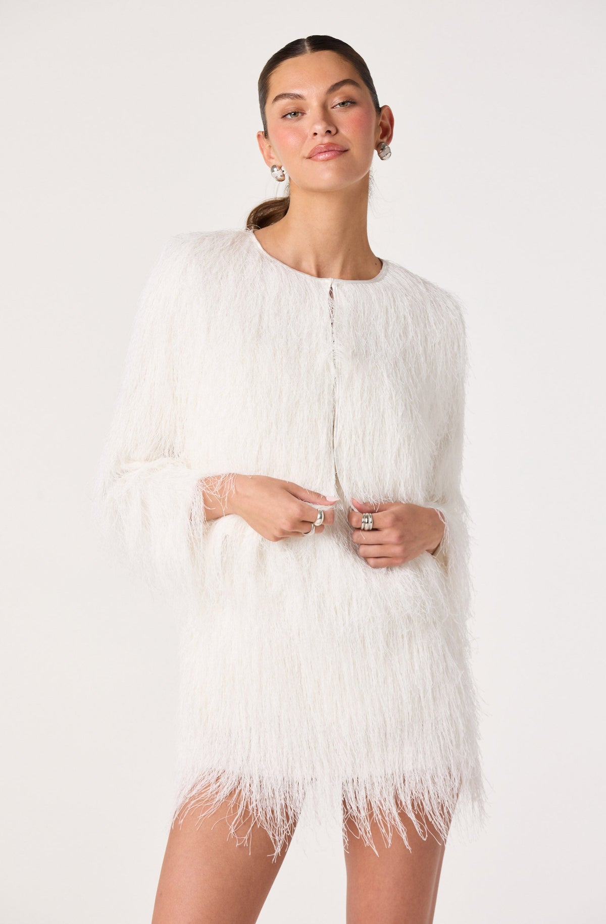 Tiaisha Feather Fringe Cropped Jacket