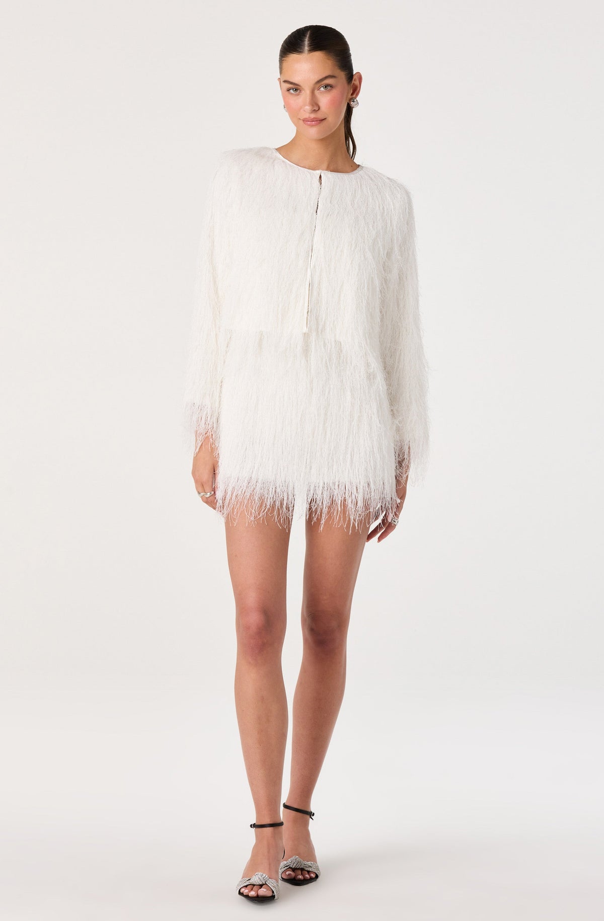 Tiaisha Feather Fringe Cropped Jacket