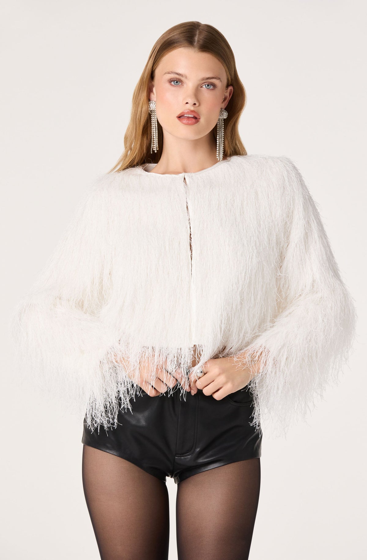 Tiaisha Feather Fringe Cropped Jacket