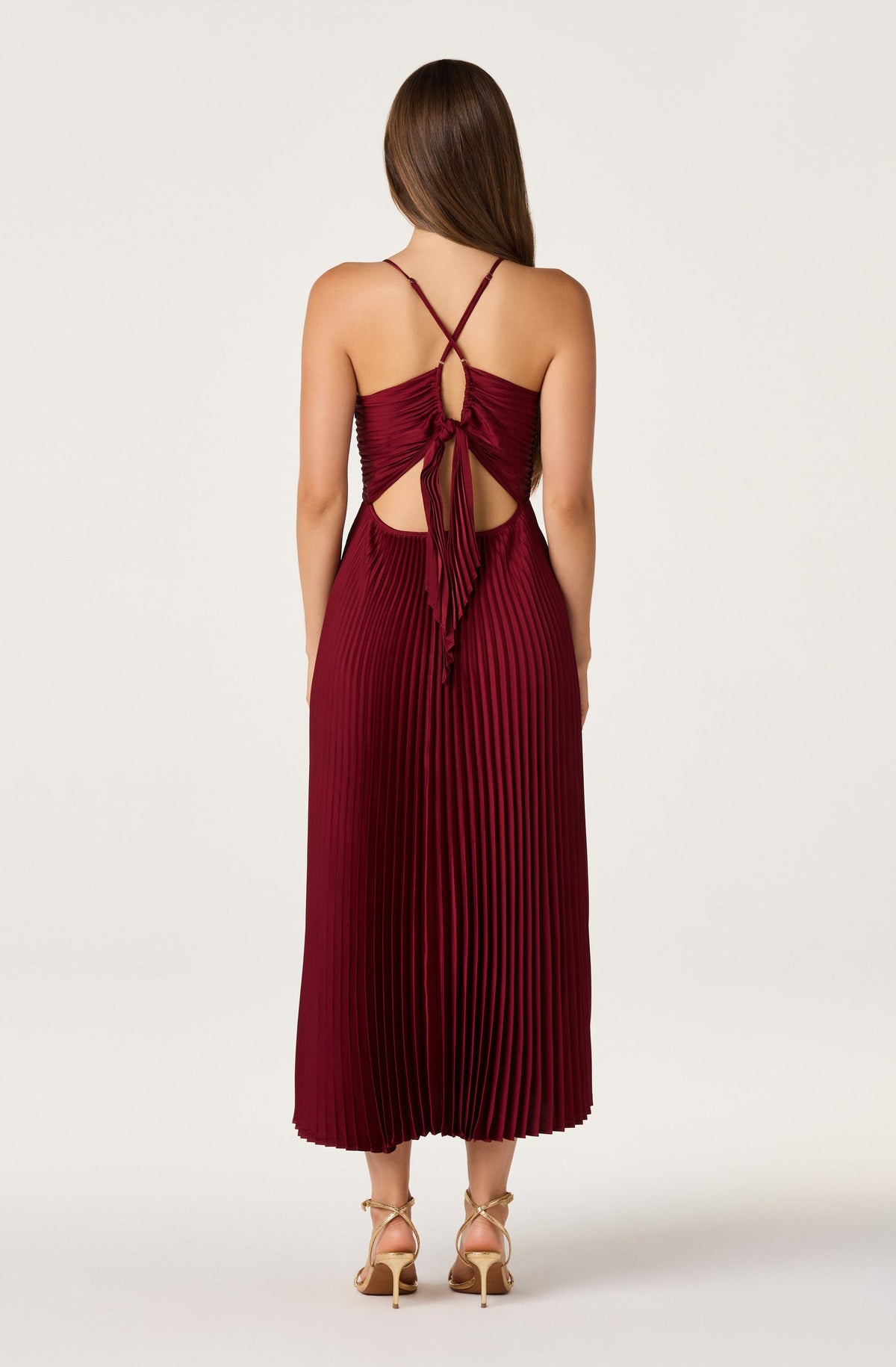 Blythe Satin Plisse Midi Dress