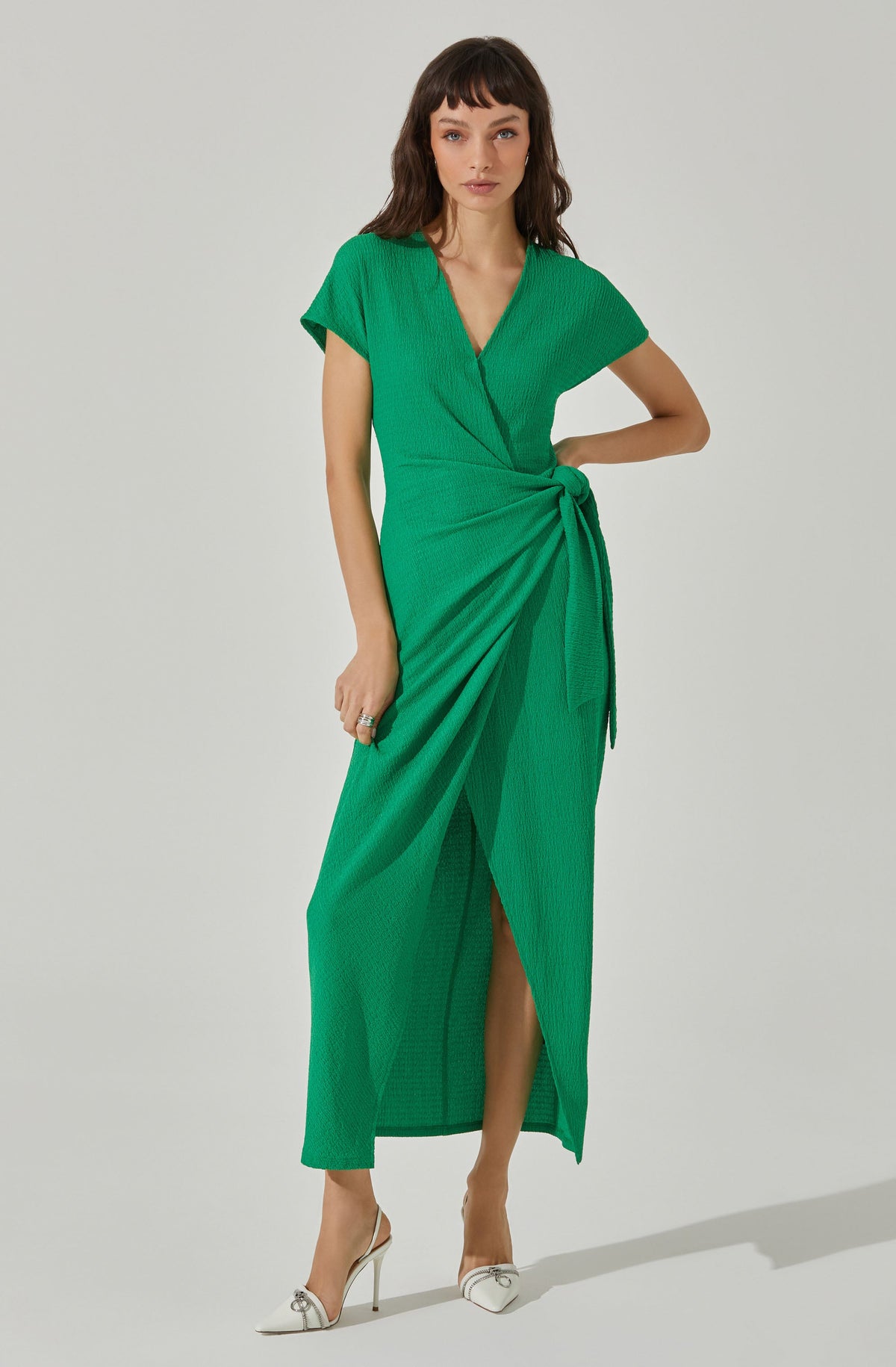 Knit Wrap Midi Dress