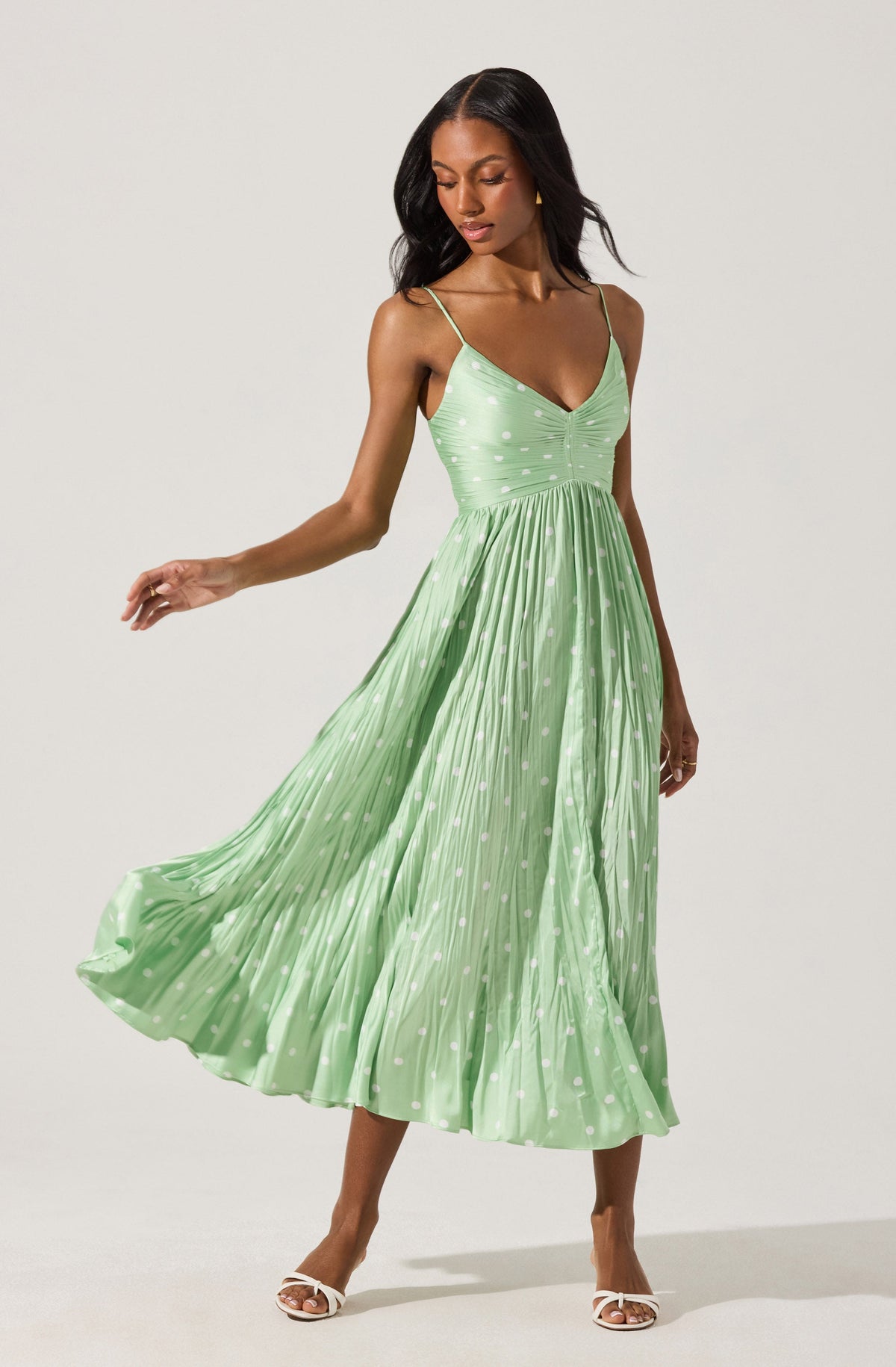 Maeve Printed Pleated Midi Dress