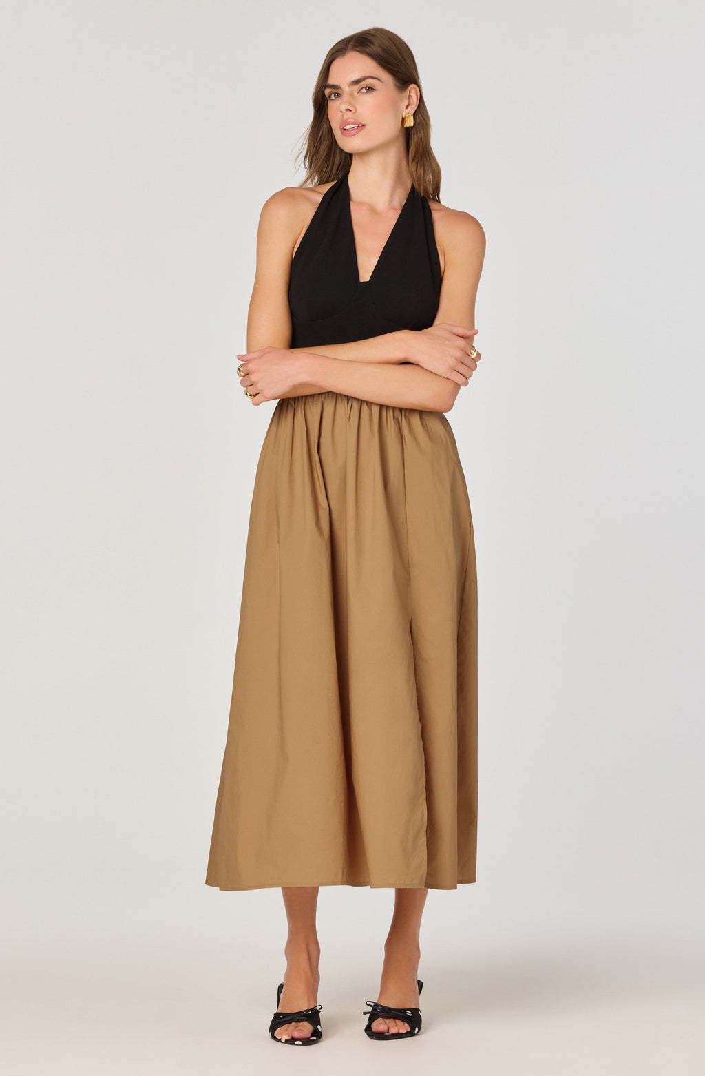 Mixed media halter dress