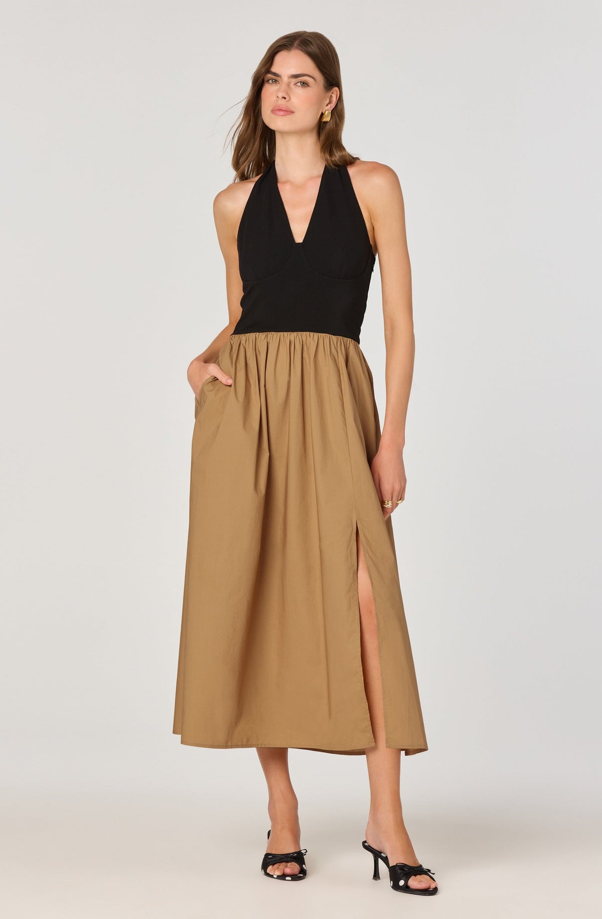 Mixed media halter dress
