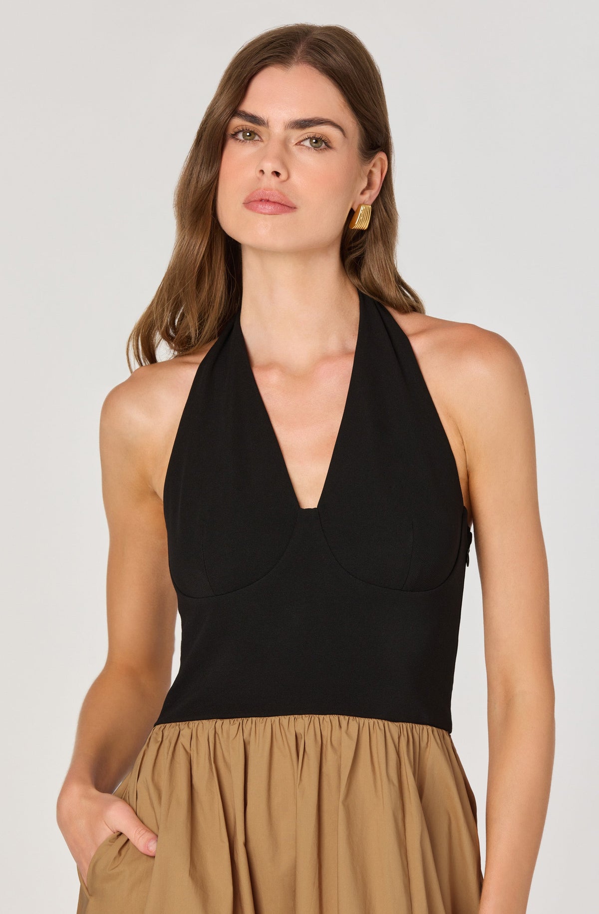 Mixed media halter dress