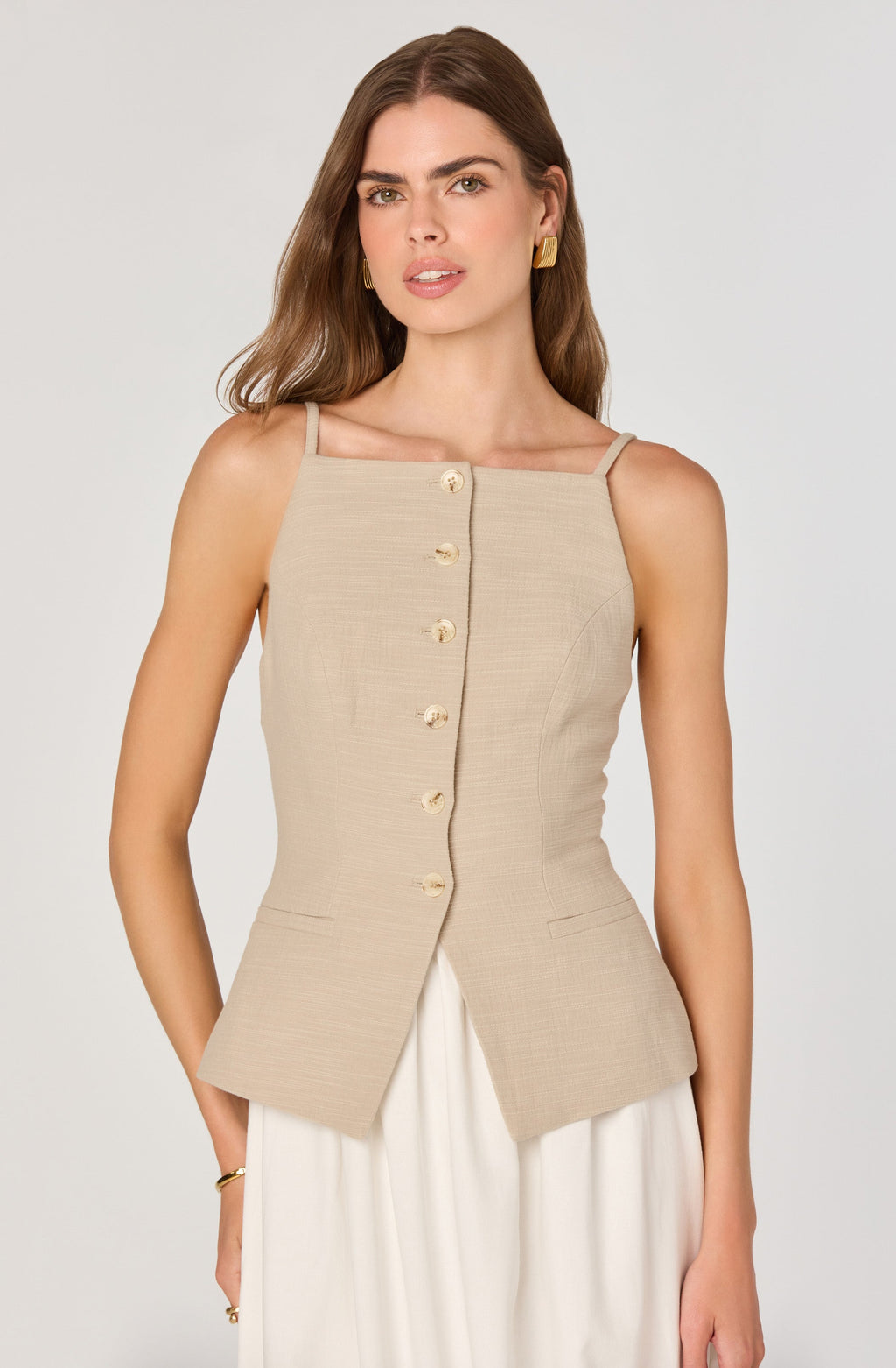 Long vest contrast dress