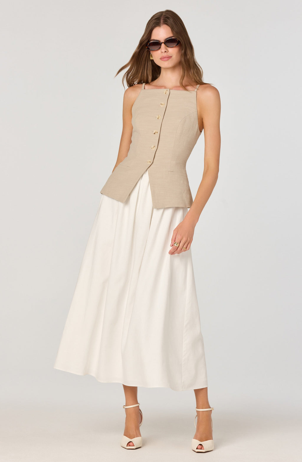 Long vest contrast dress