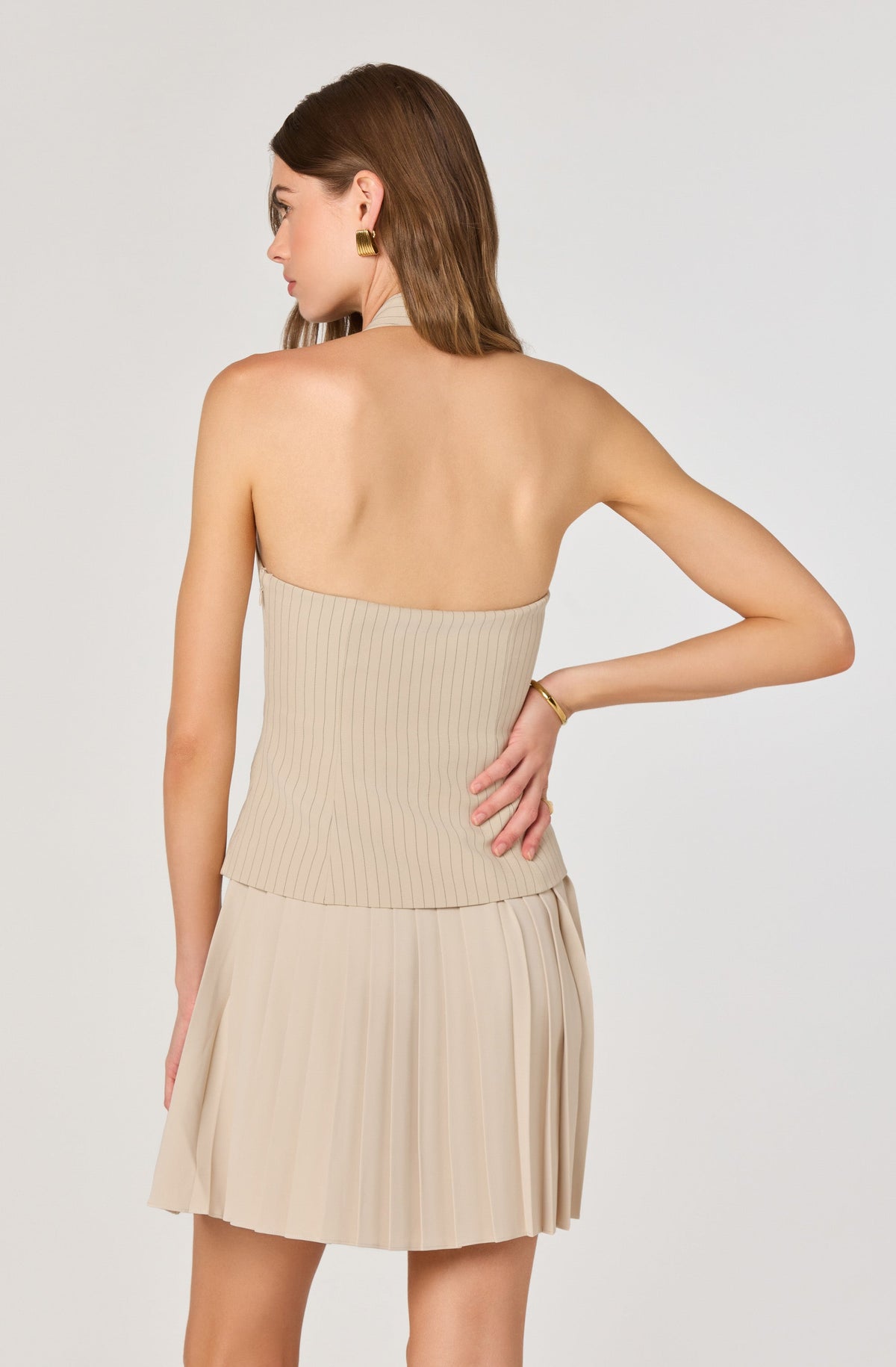 Halter Vest Pleated Mini Dress
