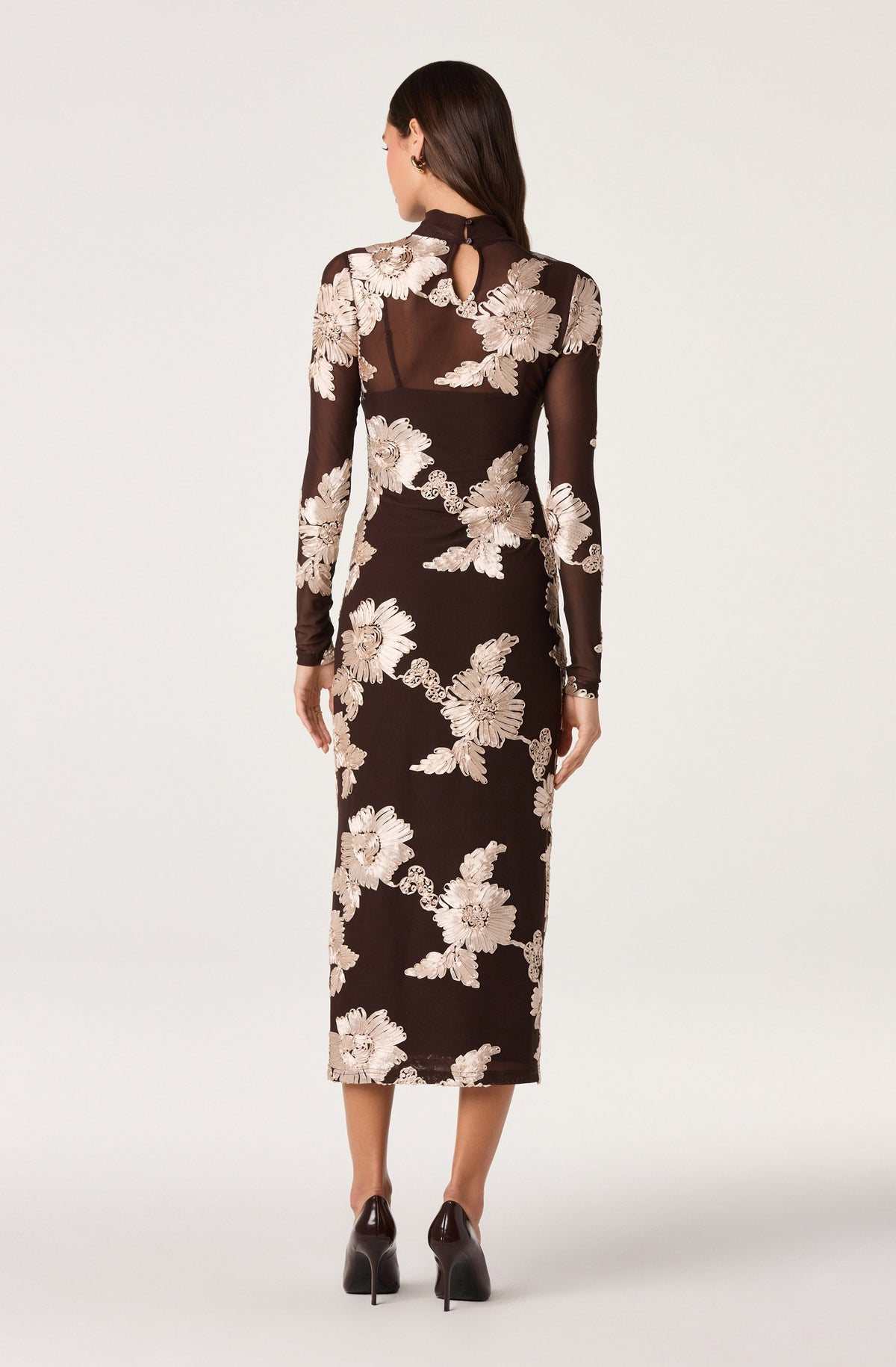 Florentine Embroidered Mesh Midi Dress