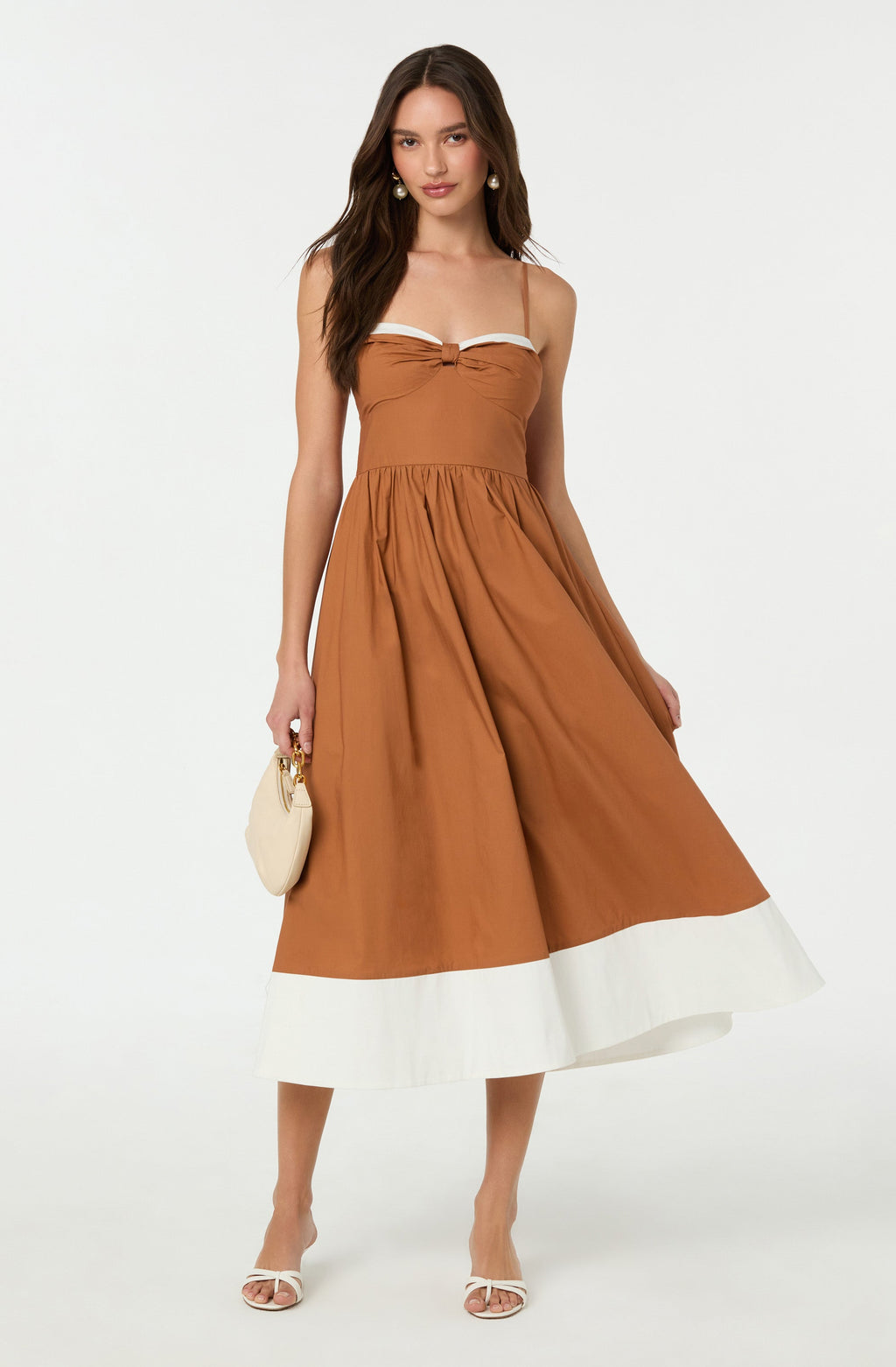 Contrast Sweetheart Midi Dress