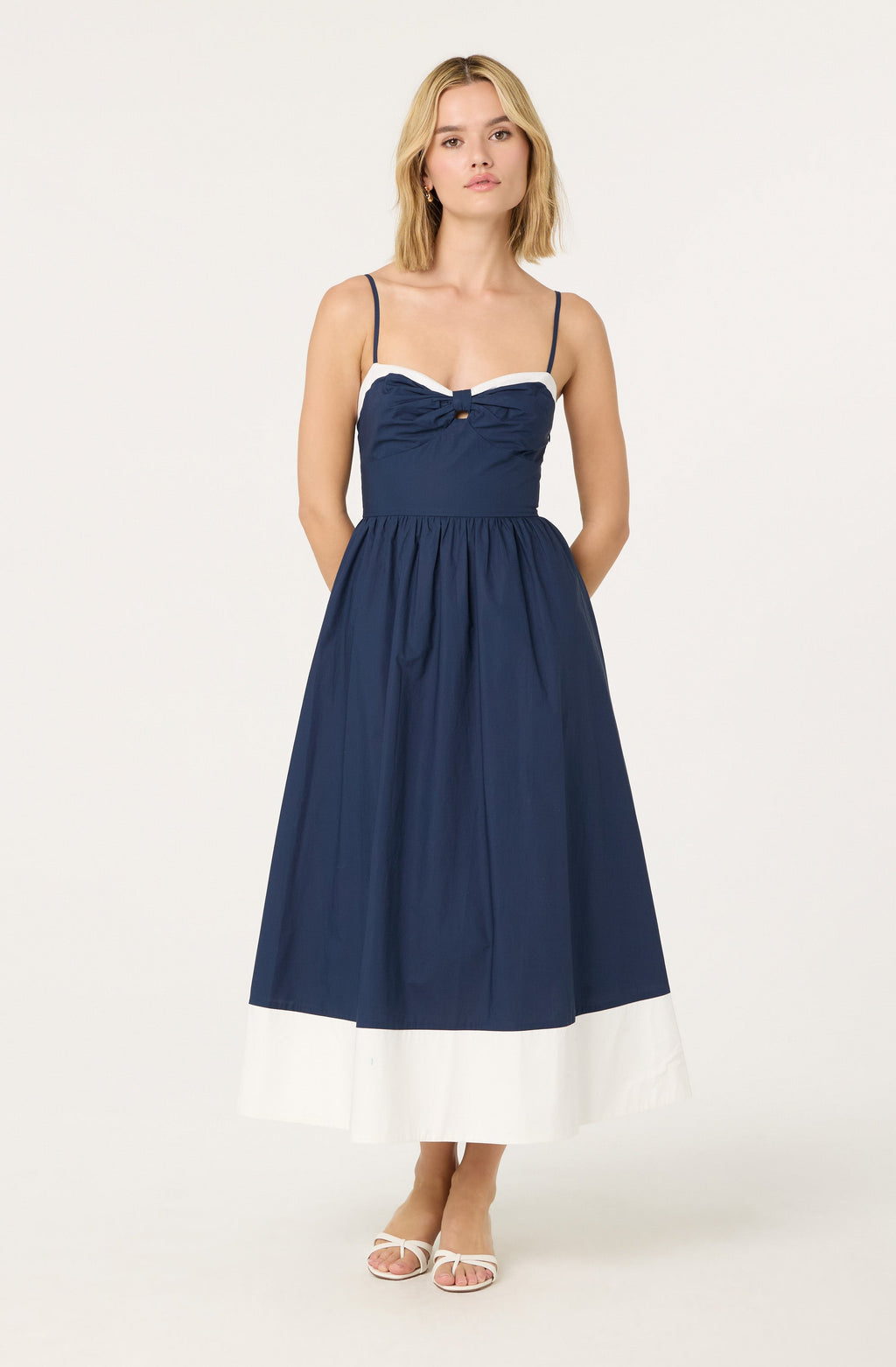 Contrast Sweetheart Midi Dress