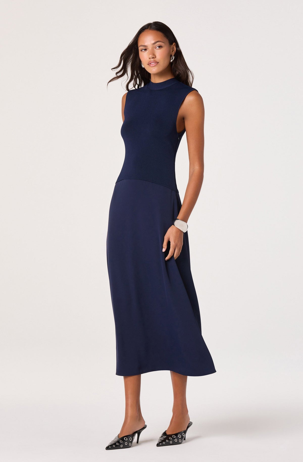 Ora High-Neck Tie-Back Midi Dress