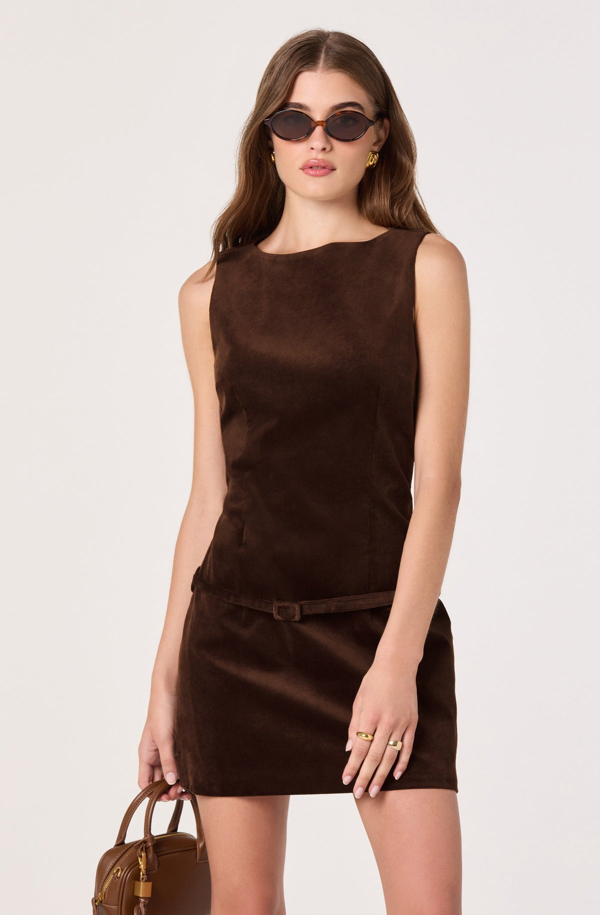 Corduroy Belted Mini Dress