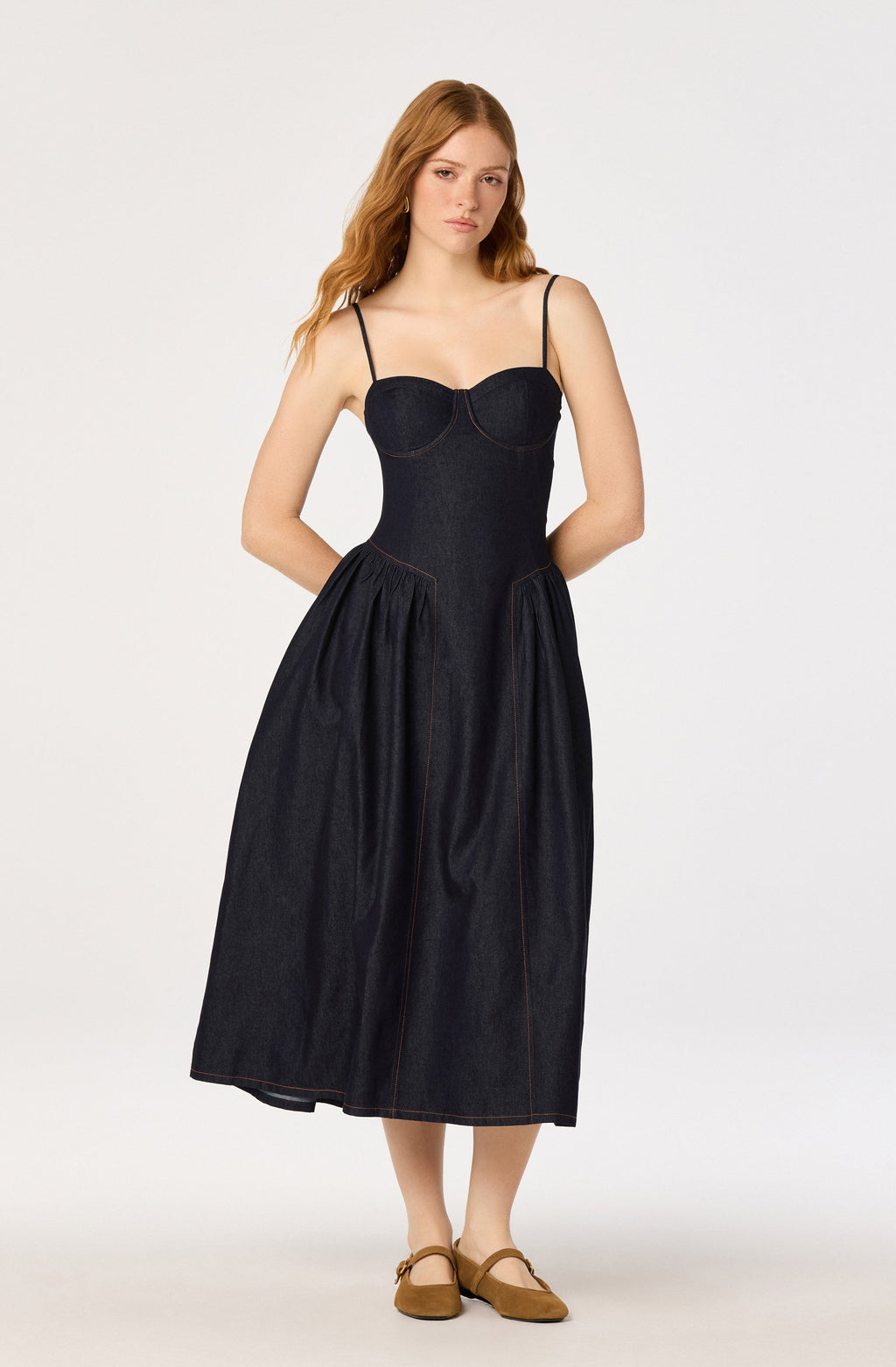 Margaux Denim Bustier Midi Dress