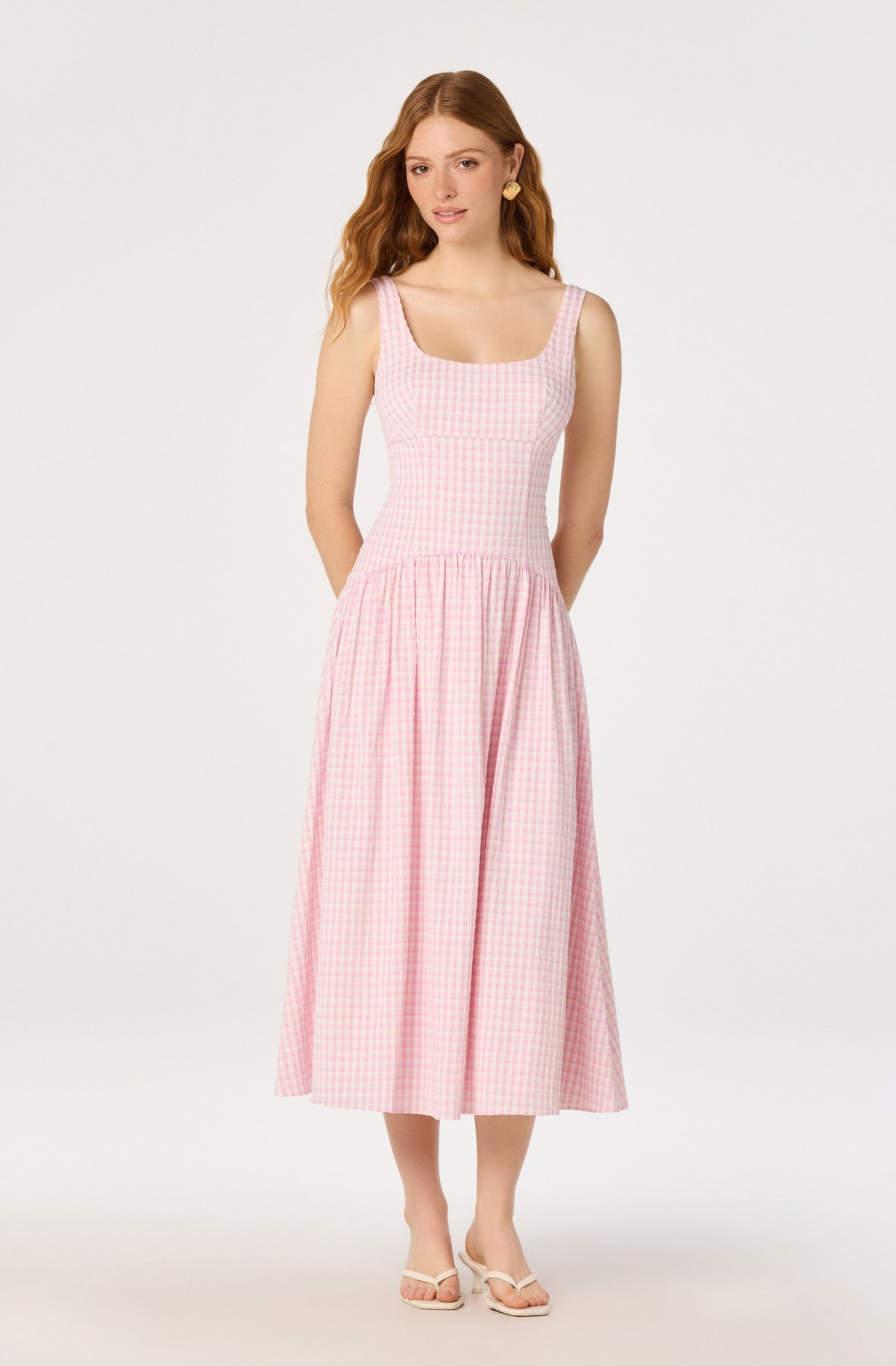 Cara Gingham Sleeveless Midi Dress