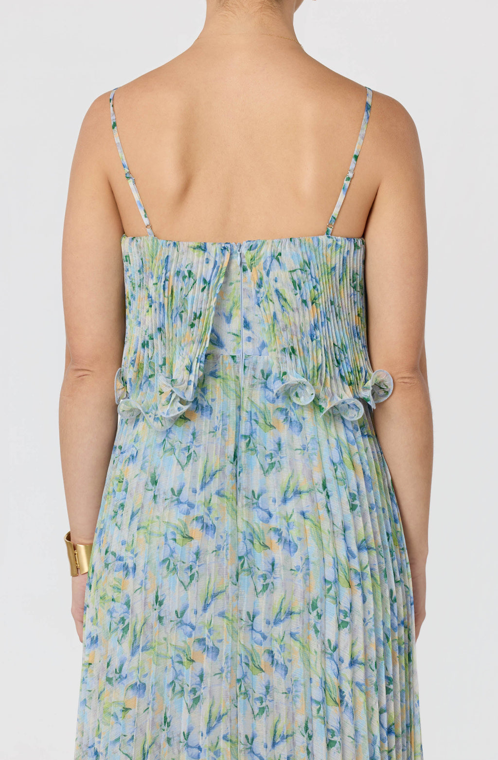 Makennah Plissé Floral Maxi Dress