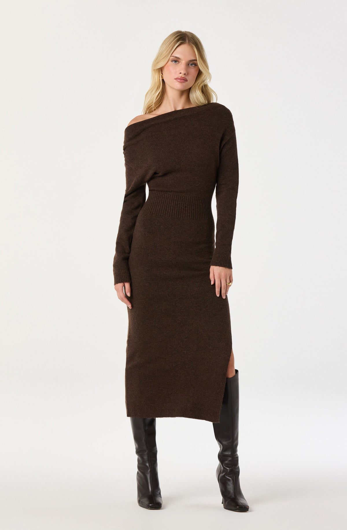 One Shoulder Midi Sweater Dress