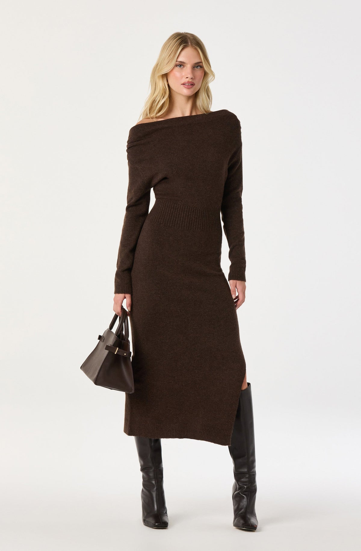 One Shoulder Midi Sweater Dress
