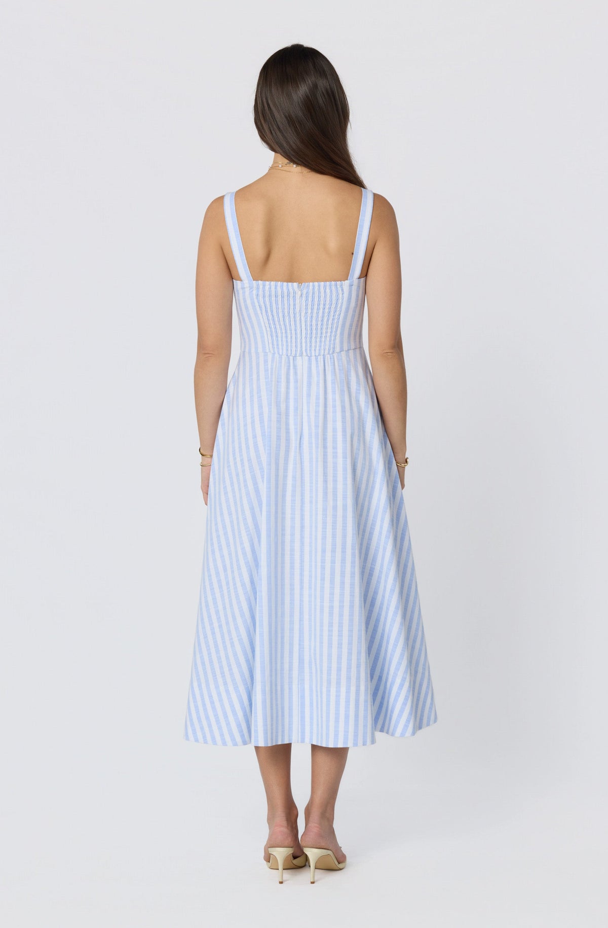 Isabela Striped Sweetheart Midi Dress