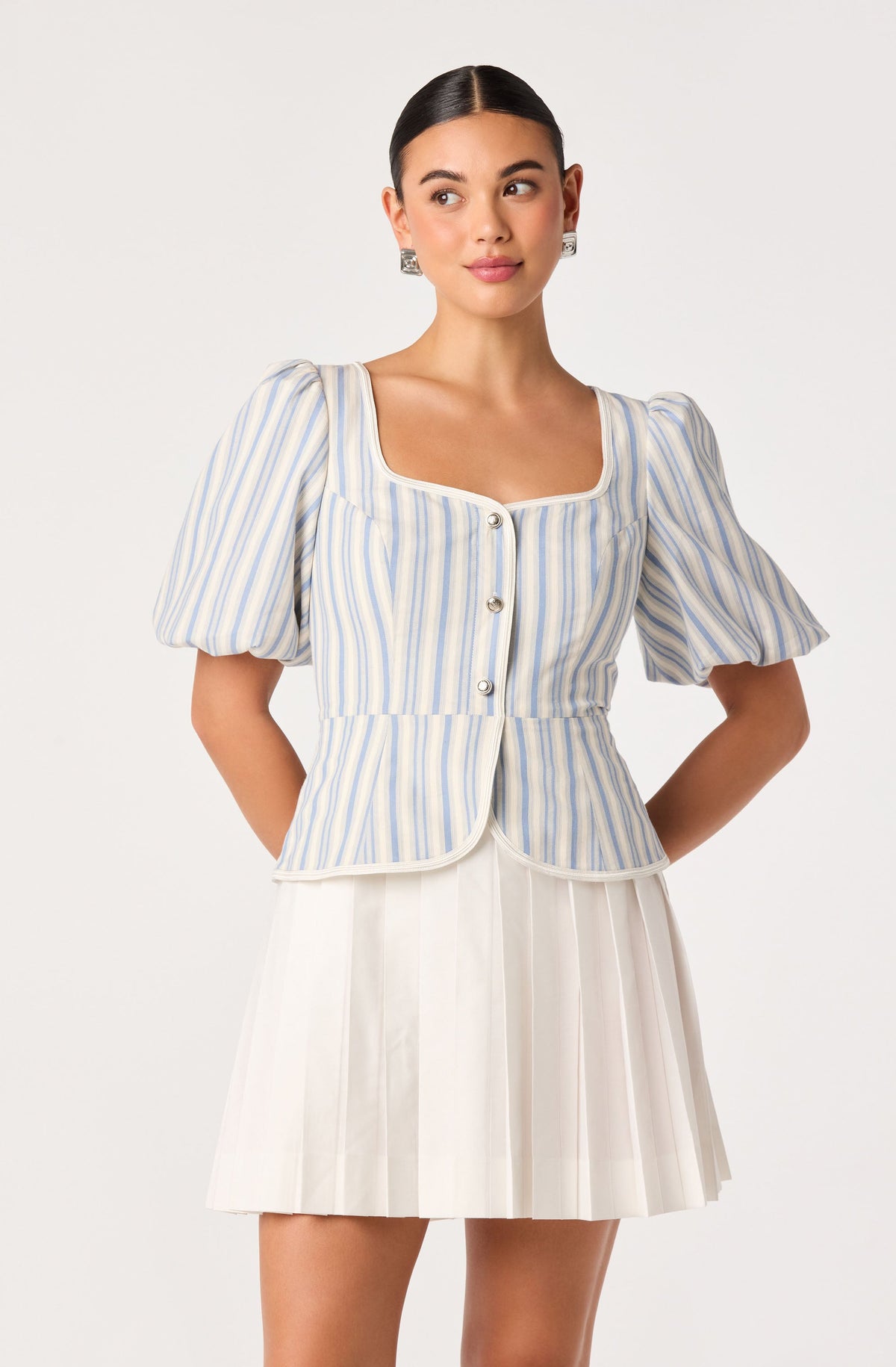 Brigitta Striped Puff Sleeve Mini Dress