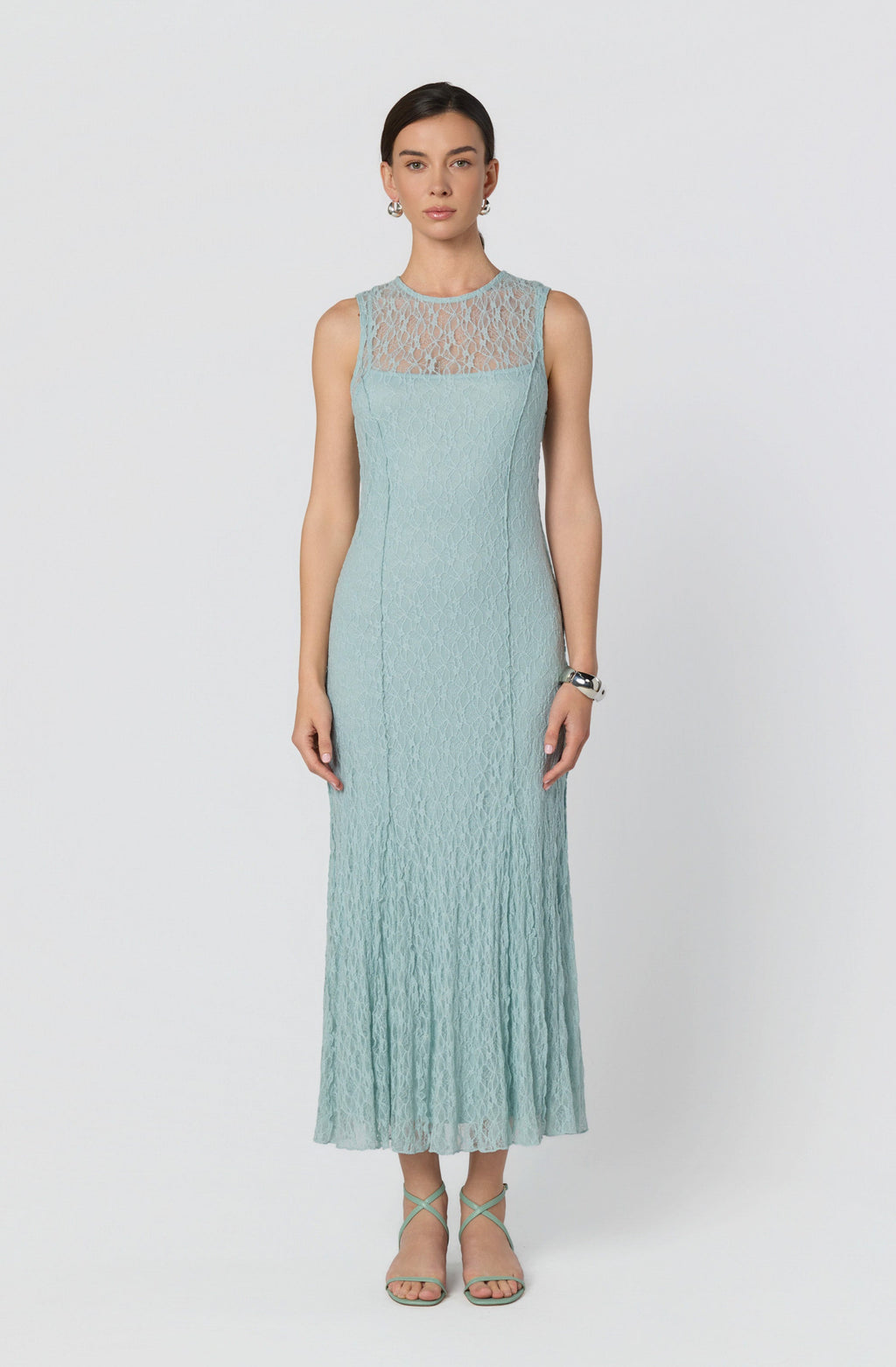 Annabella Semi-Sheer Lace Maxi Dress