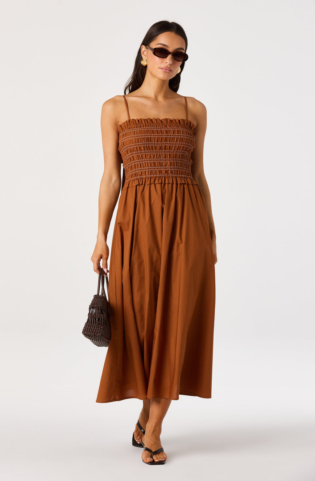 Harper Smocked A-Line Midi Dress