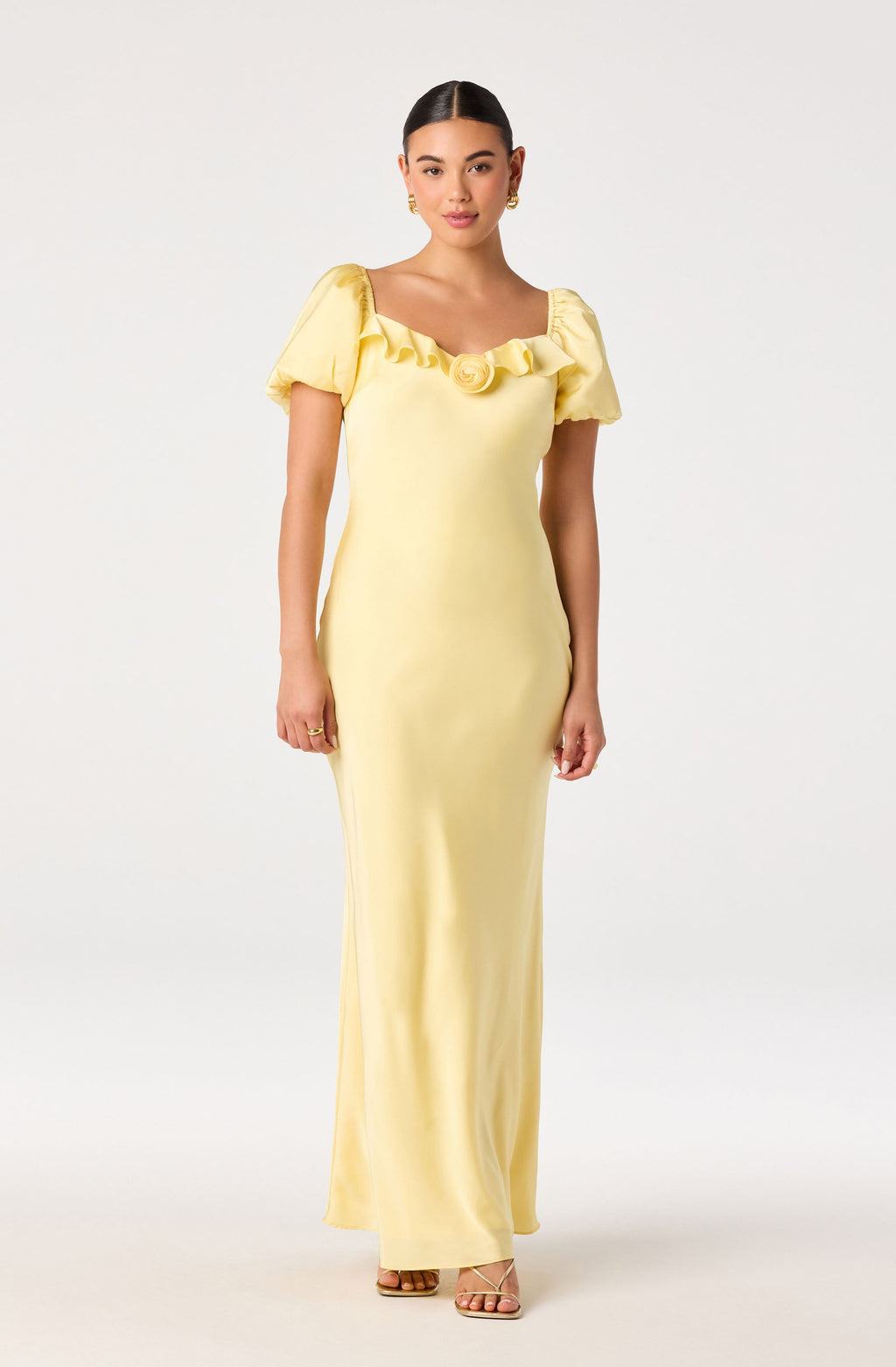 Bethrose 3D Rose Satin Maxi Dress