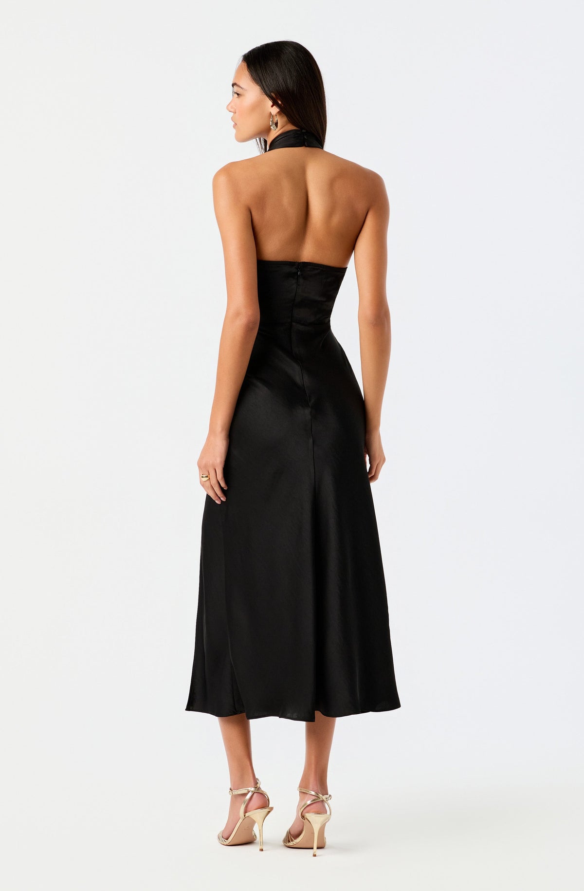 Stefanie Satin Halter Midi Dress