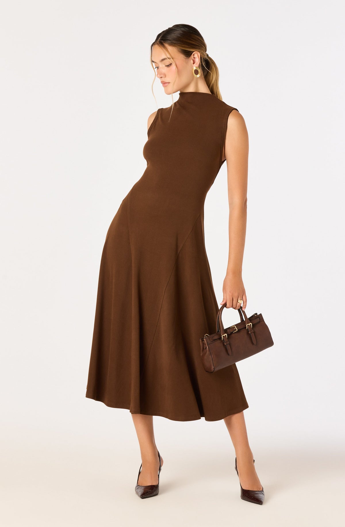 Geraldean Mock Neck Midi Dress