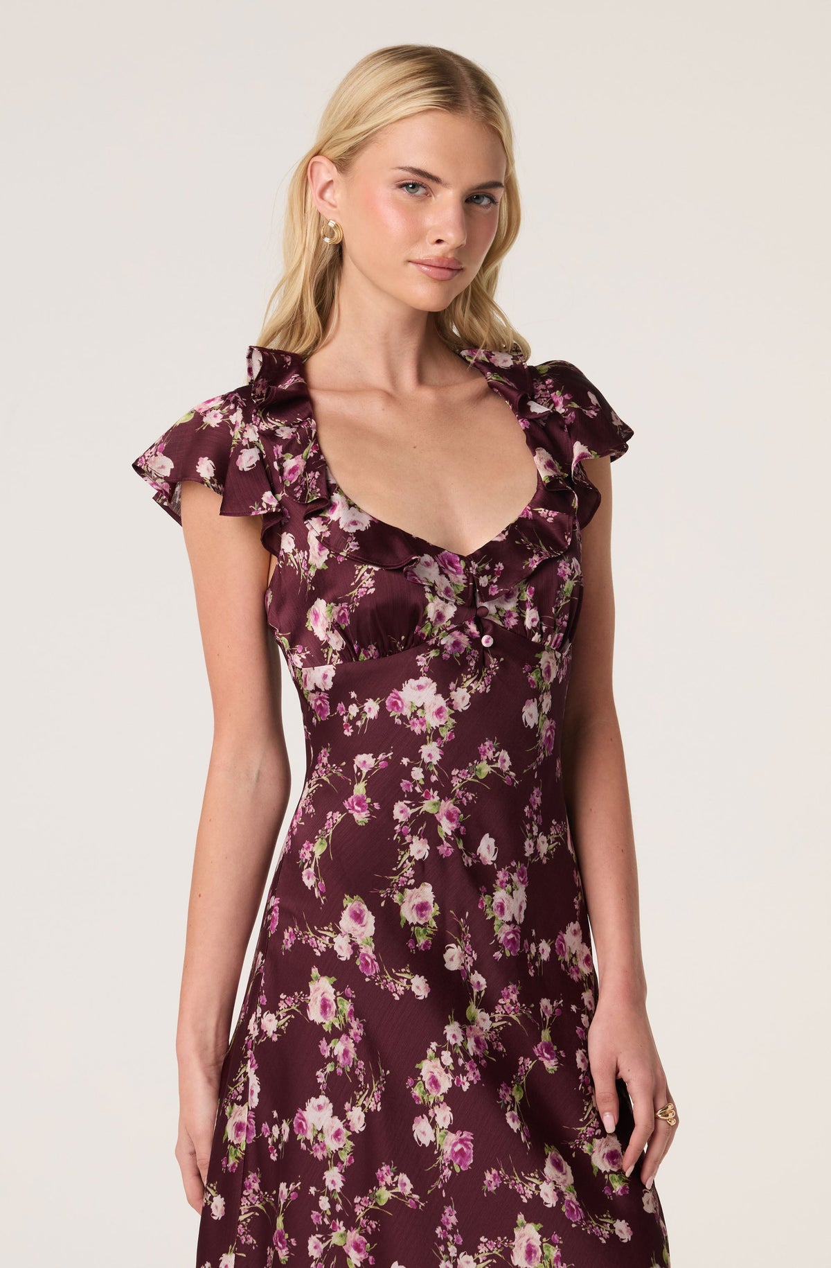 Nico Cap Sleeve Satin Midi Dress