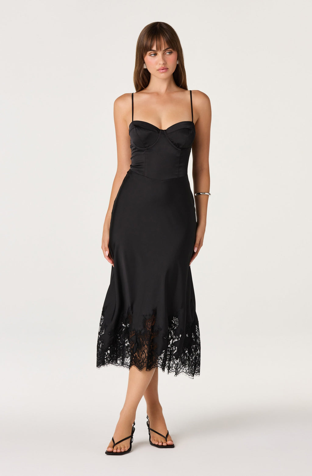 Abrianna Bustier Satin Midi Dress