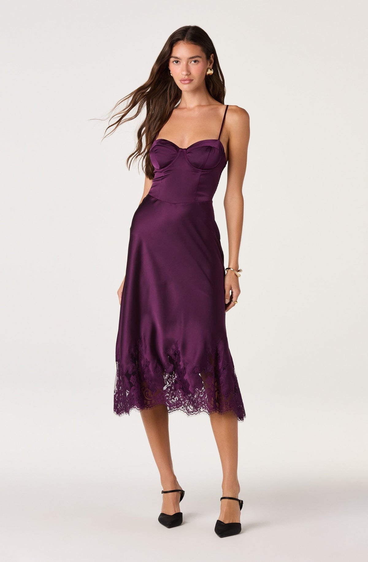 Abrianna Bustier Satin Midi Dress