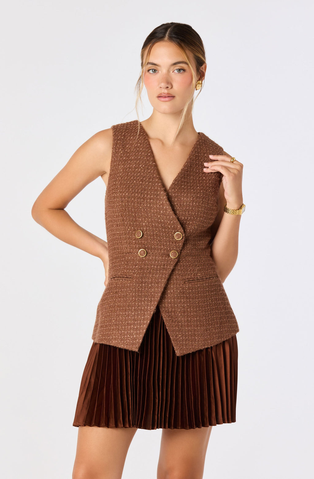 Allyson Tweed Vest Mini Dress