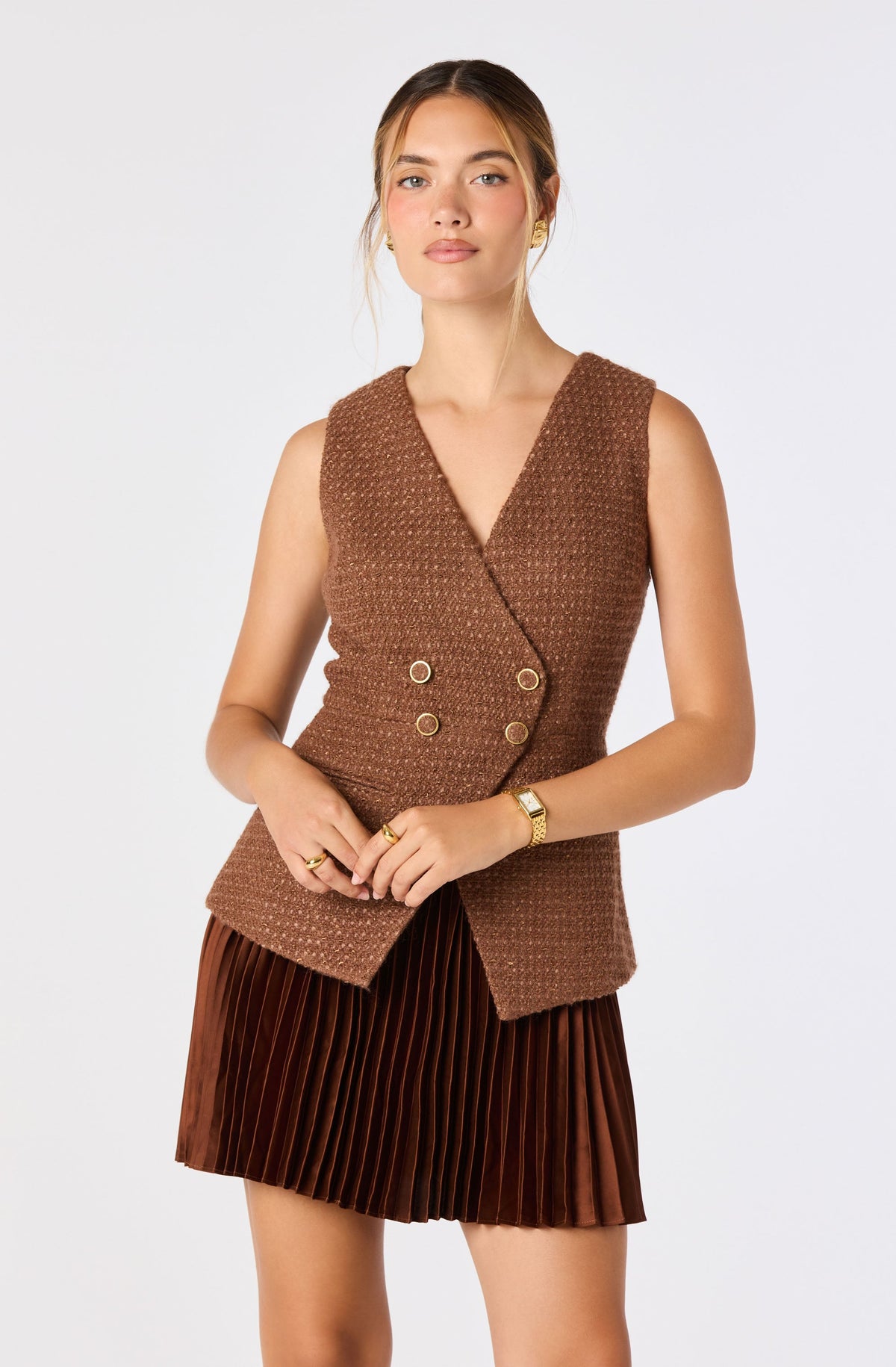 Allyson Tweed Vest Mini Dress