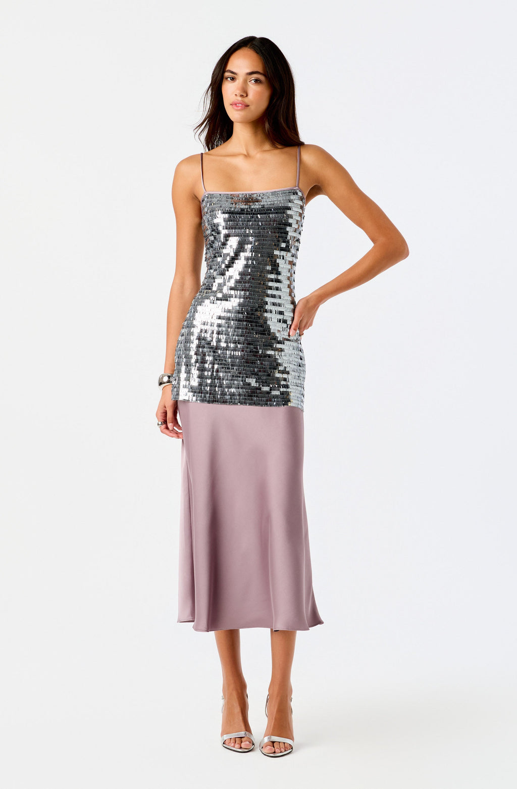 Lumi Sequin Bodice Satin Maxi Dress